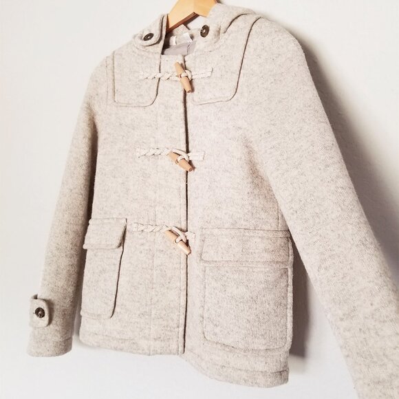 MUJI Wool Blend Toggle Button Hooded Duffel Jacket Preppy Academia Y2K Rare XS - Picture 9 of 16